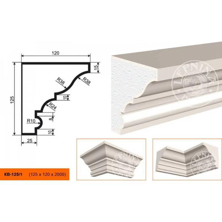 Карниз LepninaPlast КВ-125/1 200x12x12.5