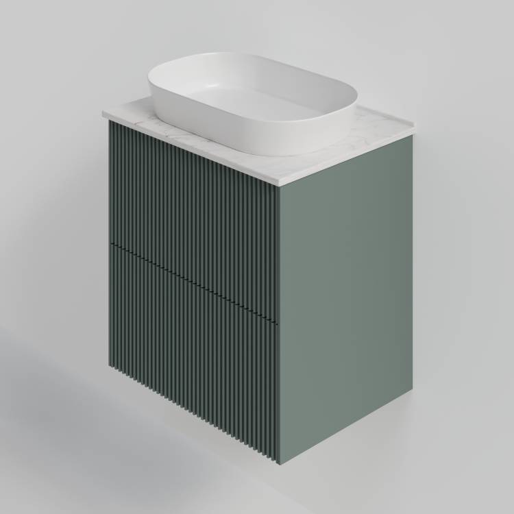 Тумба с раковиной La Fenice Terra Twin Grigio NFNC-01-TER-G-60-2-3-M-GG серо-зеленая матовая, 60 см