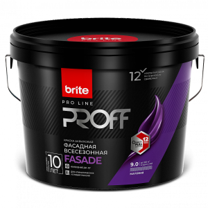 Краска фасадная всесезонная Brite Pro Line Proff Fasade матовая база С 9 л