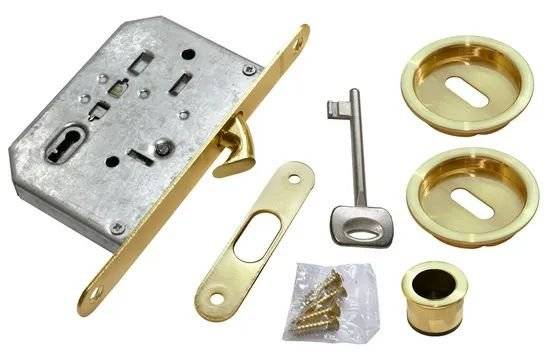 Комплект для раздвижных дверей Morelli MHS-1 L SG матовое золото, с замком