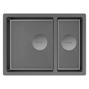 Мойка кухонная Paulmark Next 58/2S Uni PM225844-GM Вороненая Сталь, 58x44