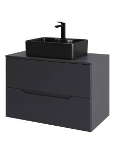 Тумба с раковиной Orange Line Li-80TugMDF+B01-475MB графит матовый, 80.5 см