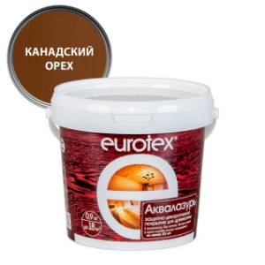 Лак защитно-декоративный для дерева EUROTEX Аквалазурь канадский орех 0.9 л