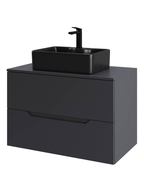 Тумба с раковиной Orange Line Li-80TugMDF+B01-475MB графит матовый, 80.5 см