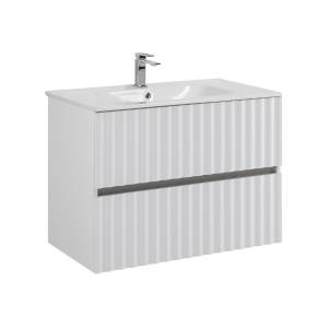 Тумба с раковиной Art&Max Elegant с подсветкой ручек, Белый матовый, 58.5x80