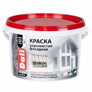 Краска укрывистая фасадная акриловая износостойкая паропроницаемая Dali белый 2.5 л