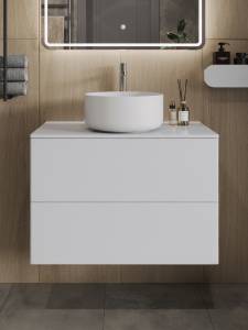 Тумба с раковиной Orange Отто Ot-75TuMDF+B07-345W белая глянцевая, 75 см