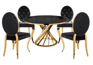 Обеденная группа Woodville Вандер 599481 black, gold, стулья велюр