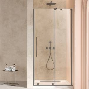 Душевая дверь в нишу Vincea Walk-In (Волк-Ин) VDS-4WSL120CLGM-R профиль вороненая сталь, стекло прозрачное, 120x200