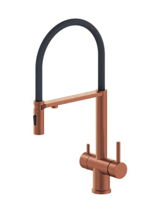 Смеситель для кухни AltroBagno Флуссо (Flusso) 050206 BC с гибким изливом, матовая медь