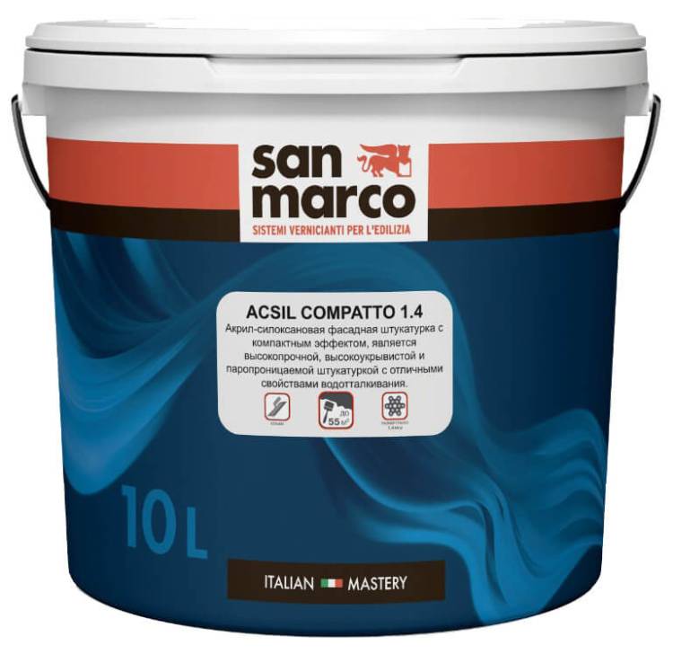 Декоративная штукатурка San Marco Acsil Compatto шуба 1.4 мм база Bianco 25 кг
