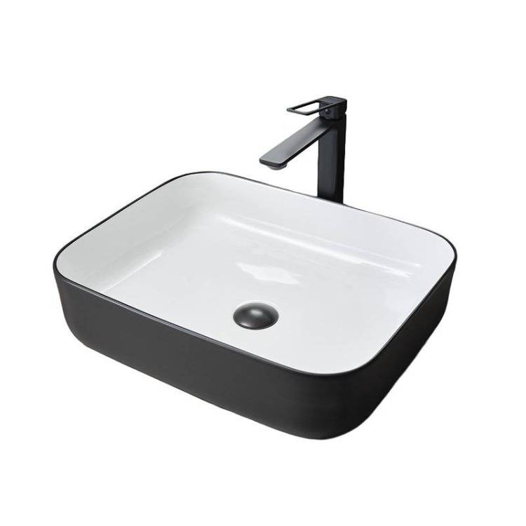 Раковина Gid Geométrico 52205 Nc366 50 см, бело-черная