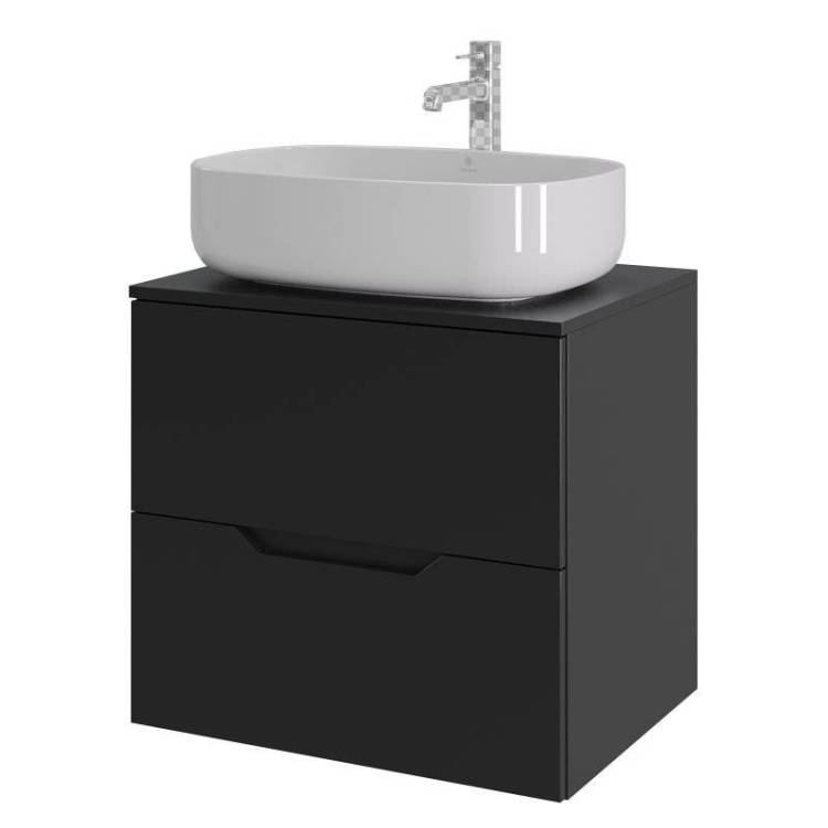 Тумба с раковиной Orange Line Li-60TubMDF+B07-540W черная матовая, 60 см