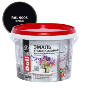 Эмаль универсальная акриловая атмосферостойкая Dali полуматовая черный RAL 9005 2.2 кг