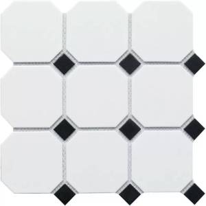 Мозаика StarMosaic Hex+Octagon+Triangolo CLA006 Octagon big White/Black Matt 30х30
