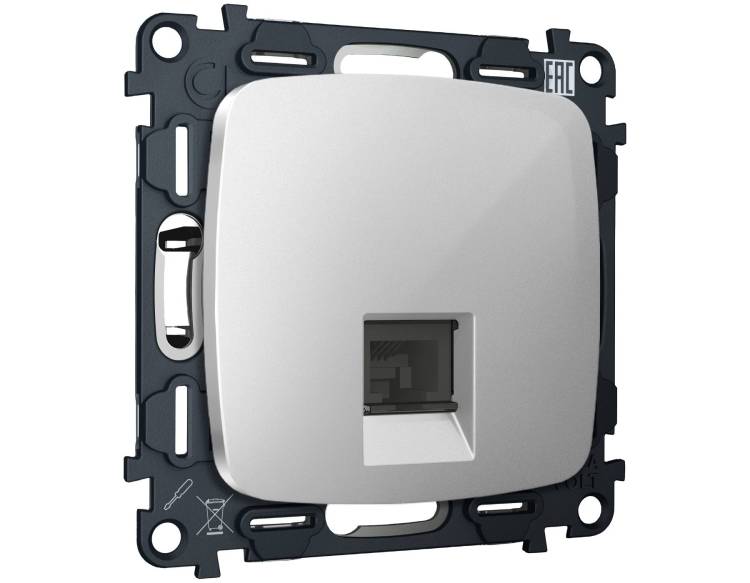 Комплект механизма компьютерной розетки Ambrella Volt MO MO412005 серебро глянец