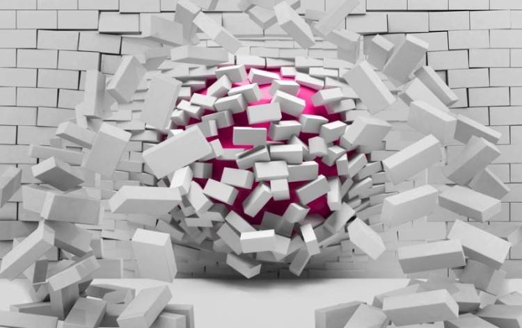 3D Фотообои Artegrafico «Шар разламывающий кирпичную стену» ABS-044 акварель