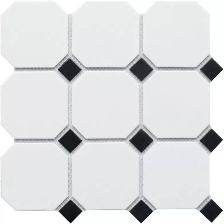 Мозаика StarMosaic Hex+Octagon+Triangolo CLA006 Octagon big White/Black Matt 30х30