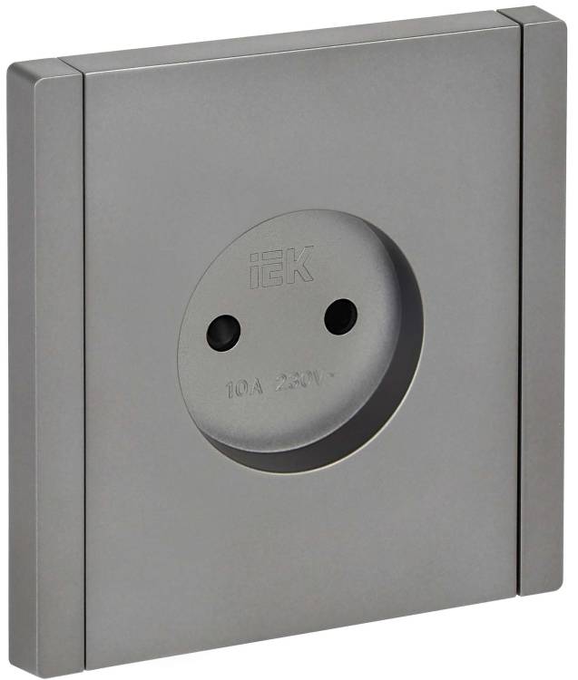 Розетка 1-местная с защитными шторками IEK Forte&Piano FP-R13-10-K46 сталь