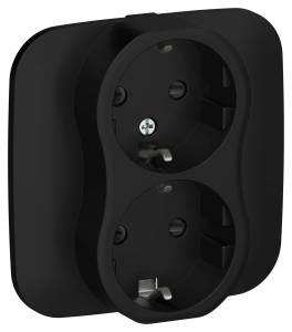 Розетка 2-местная с заземлением и шторками IEK Flite FI-R24A-16-K02 черный