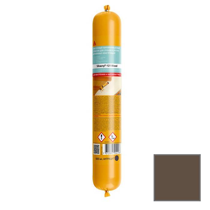 Герметик Sika Sikacryl-121 Wood паропроницаемый акриловый для деревянных конструкций 771859 Коричневый Туба 600 мл