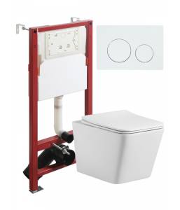 Комплект Agger ATI10150+APB188 безободковый, белый, с инсталляцией, сиденье с микролифтом, кнопка смыва белая