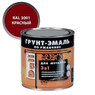 Грунт-эмаль по ржавчине 3 в 1 гладкая алкидная Dali RAL 3001 красный 0.75 л