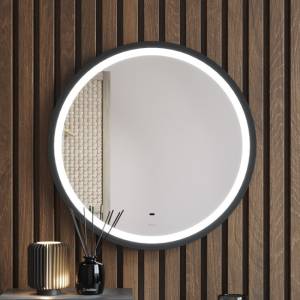 Зеркало BOND Circle M60ZE-6060 круглое, с LED подсветкой и бесконтактным сенсором, черной рамой, 60х60
