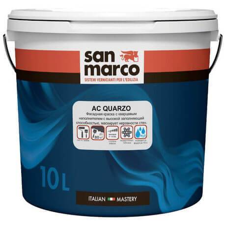 Фасадная краска с кварцевым наполнителем San Marco AC Quarzo база С 9.35 л