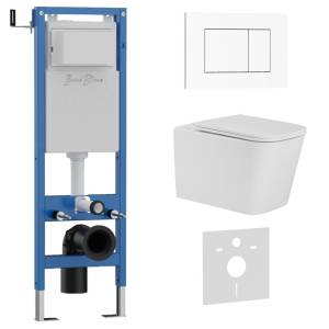 Комплект Iberica Blanca Toledo Alto IB.001M.TLA.231.855 унитаз безободковый, белый, сиденье микролифт, клавиша смыва белый глянцевый