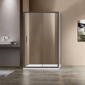 Душевой уголок Vincea Garda VSR-1G8015CLGM профиль вороненая сталь, стекло прозрачное, 150x80x190