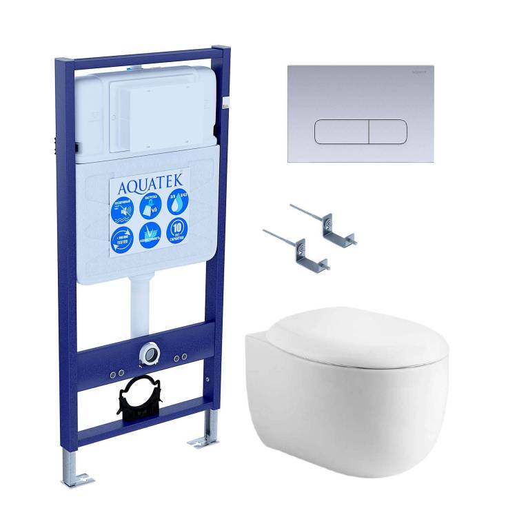 Комплект Aquatek Альтаир SET AQUATEK АЛЬТАИР cm-014 4в1 кнопка хром матовый