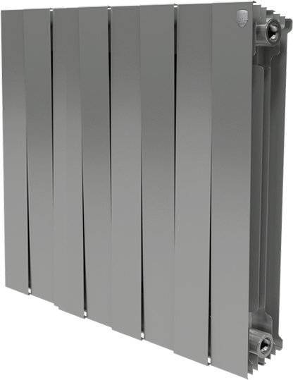 Радиатор биметаллический Royal Thermo Piano Forte 500 silver satin 8 секций, серебро