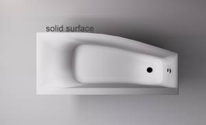 Ванна из искусственного камня Астра-Форм Скат 170x75 Solid Surface, правая, белая матовая