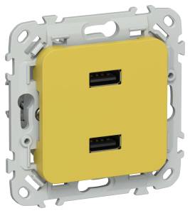 Розетка USB type A+A IEK Flite FI-U21-D31-K44 желтый карри