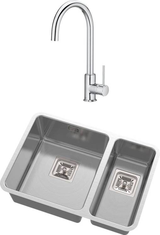 Комплект Мойка кухонная Oulin OL-0369L + Смеситель Roca Etna 5A7B09C00 для кухонной мойки, хром