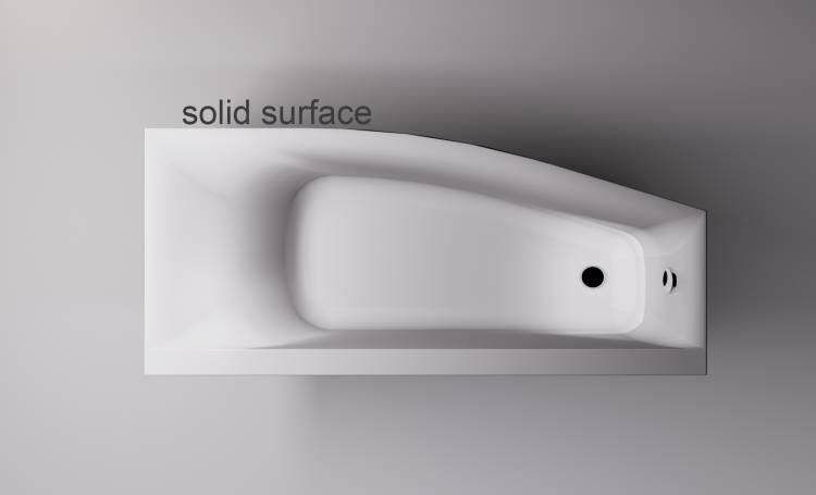 Ванна из искусственного камня Астра-Форм Скат 170x75 Solid Surface, правая, белая матовая
