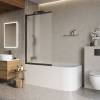 Шторка на ванну Belbagno LUCE-VF-11-90/145-P-NERO профиль черный, стекло матовое, 90x145