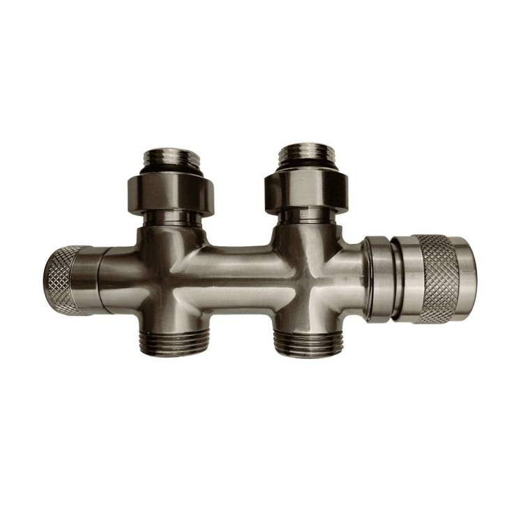 Узел нижнего подключения Primoclima Armature Lunar PCART889AN термостатический, прямой 1/2"х3/4"Е, никель матовый