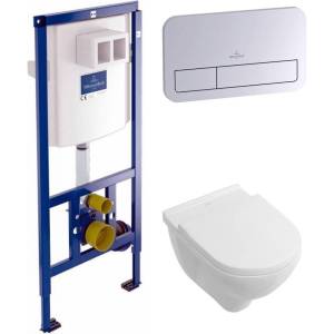 Комплект Унитаз подвесной Villeroy&Boch O.Novo 5660HR01 alpin, безободковый + Инсталляция 9224 6100 + Кнопка Viconnect 92249061