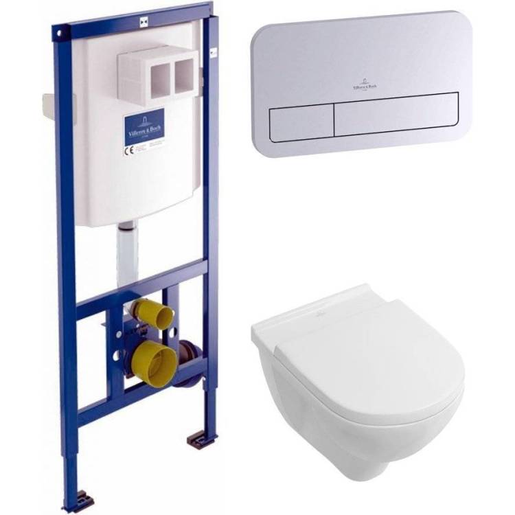 Комплект Унитаз подвесной Villeroy&Boch O.Novo 5660HR01 alpin, безободковый + Инсталляция 9224 6100 + Кнопка Viconnect 92249061