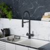Смеситель для кухни DQ Kitchen DA1462505Black с подключением к фильтру, гибкий излив, черный матовый фото 3