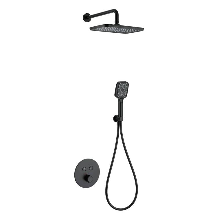 Душевой комплект Wonzon & Woghand WW-D2017-A-MB черный, с термостатом
