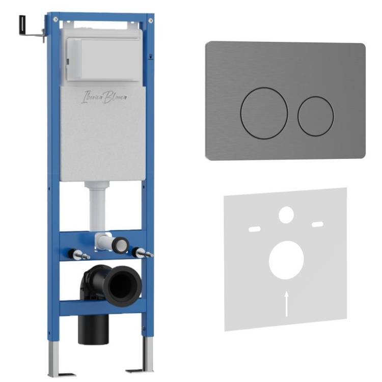Система инсталляции для унитазов Iberica Blanca Inox-O IB.001M.818 кнопка смыва вороненая сталь