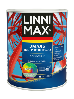 Грунт-эмаль быстросохнущая по ржавчине Linnimax шелковисто-матовая черная RAL 9005 0.75 л