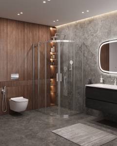 Душевой уголок Cezares Molveno MOLVENO-RH-2-110/80-C-Cr-IV профиль хром глянцевый, стекло прозрачное, 110x80x195