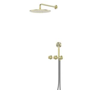 Душевая система Abber Wasser Kreis 316 AF8151BG с термостатом, брашированное светлое золото