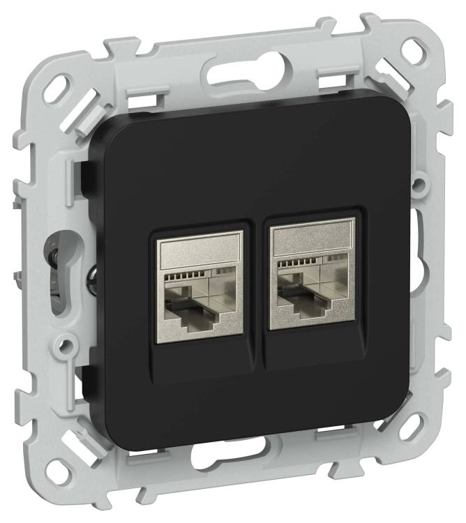 Розетка компьютерная RJ45 2-местная IEK Flite FI-K21-1-K02 черный