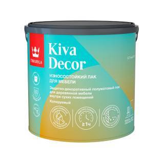 Лак для мебели акрилат износостойкий Tikkurila Kiva Decor полуматовый колеруемый 2.7 л