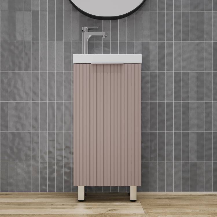 Тумба с раковиной Style Line Соло напольная, санд пудровый, раковина белая, 72x40x22